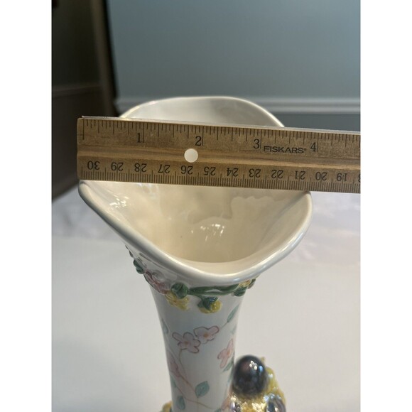 A Birds Flight Goldfinch Floral Iridescent Ceramic Vase - Picture 5 of 14